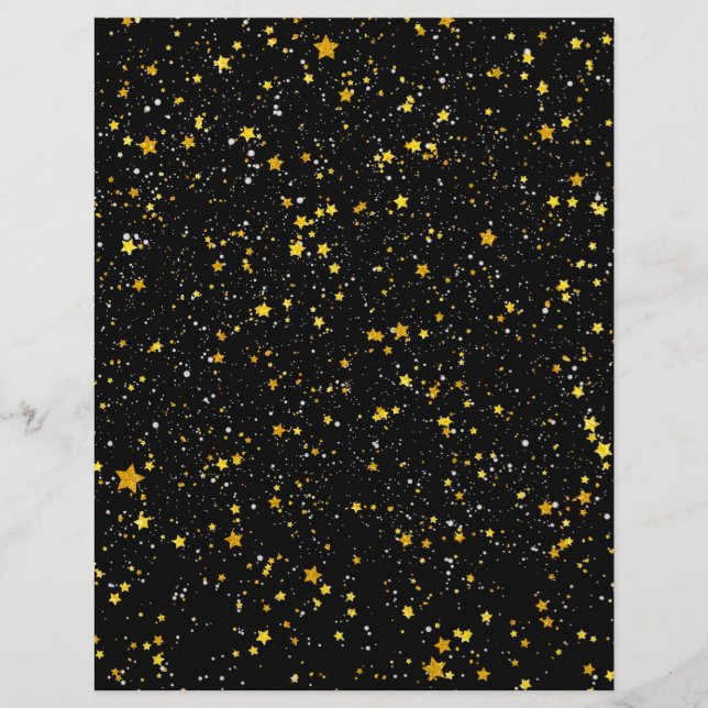 Prospectus 21,6 Cm X 24,94 Cm Parties scintillant Stars3 - Noir Or (Devant)