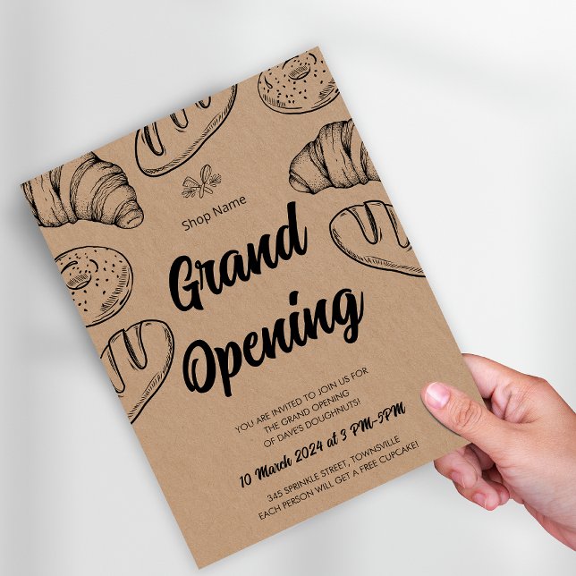 Prospectus 21,6 Cm X 24,94 Cm Pâtisserie Boulangerie d'affaires Grand Modèle d'o (Pastry Bakery Business Grand Opening Template Flyer)