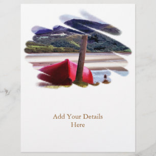 PROSPECTUS 21,6 CM X 24,94 CM PAYSAGE DE BATEAU ET DE MONTAGNE