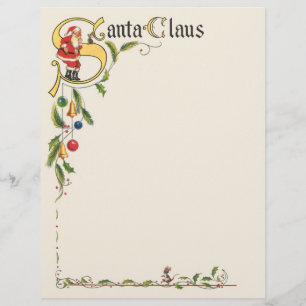 Prospectus 21,6 Cm X 24,94 Cm Père Noël vintage, frontière décorative de Noël