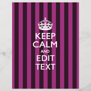 Prospectus 21,6 Cm X 24,94 Cm Personalisé KEEP CALM Votre Texte Fuchsia Stripes