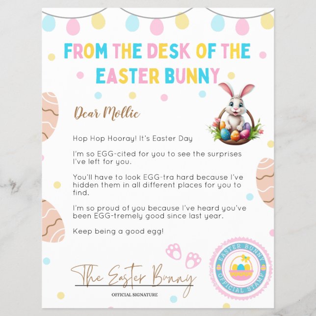 Prospectus 21,6 Cm X 24,94 Cm Personalized Kids Letter from Easter Bunny (Devant)