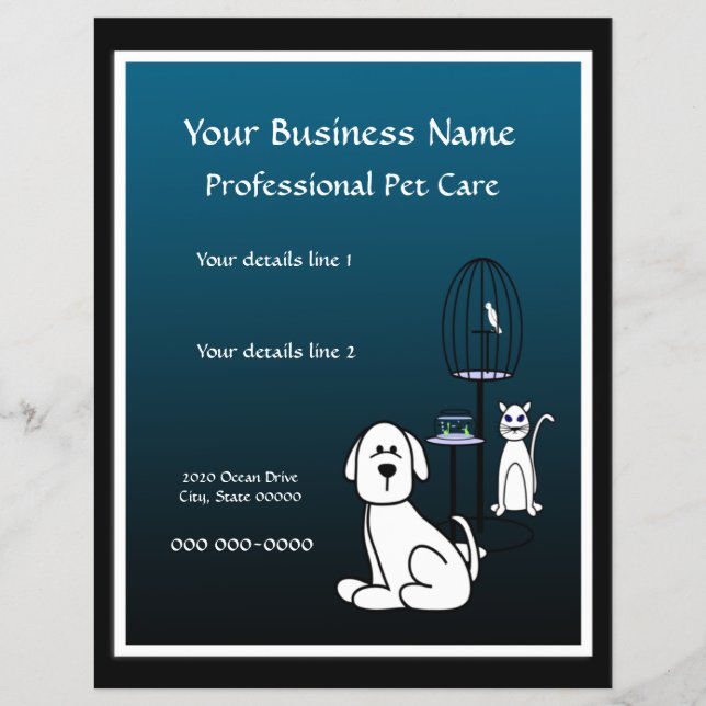 Prospectus 21,6 Cm X 24,94 Cm Pet Sitter Boaring Business Flyer (Devant)