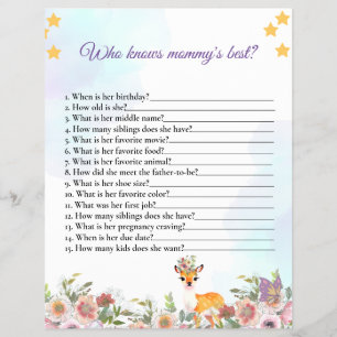 Prospectus 21,6 Cm X 24,94 Cm Petit cerf, Big Joy Fleur rose thème Baby shower