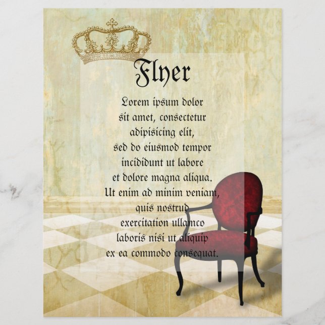 Prospectus 21,6 Cm X 24,94 Cm Petite chaise royale avec couronne (Devant)