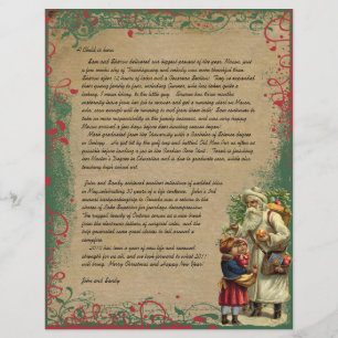 Prospectus 21,6 Cm X 24,94 Cm Photo de lettre de Noël vintage Santa au dos