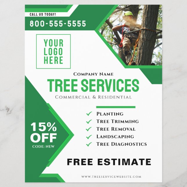 Prospectus 21,6 Cm X 24,94 Cm Photo Logo Professional Tree Services Flyer (Devant)