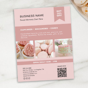 Prospectus 21,6 Cm X 24,94 Cm Photo personnalisée Boulangerie QR Pink Flyer