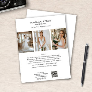 Prospectus 21,6 Cm X 24,94 Cm Photographe QR Code Réseaux Sociaux Entreprise Bla