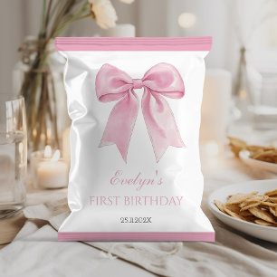 Prospectus 21,6 Cm X 24,94 Cm Pink Bow Coquette Girl Birthday Chip Bag Wrapper