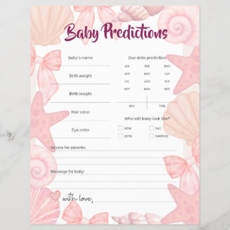 Prospectus 21,6 Cm X 24,94 Cm Pink Sea You Soon Baby Shower Predictions