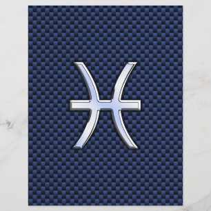 Prospectus 21,6 Cm X 24,94 Cm Pisces Zodiac Sign on Blue Carbon Fiber Print