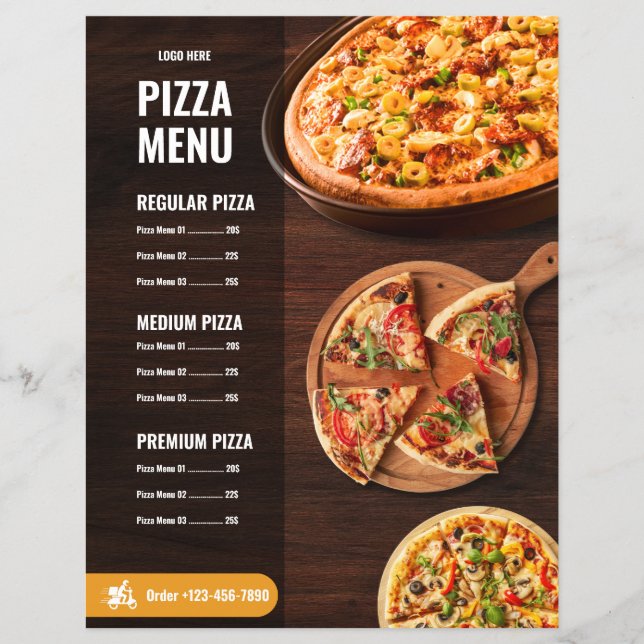 Prospectus 21,6 Cm X 24,94 Cm Pizza Menu pizzeria Menu Restaurant Menu (Devant)