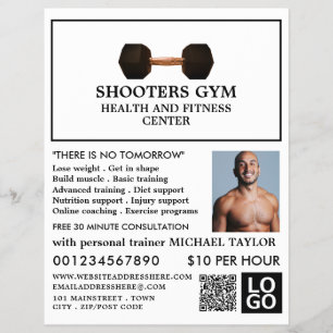 Prospectus 21,6 Cm X 24,94 Cm Poids de Dumbbell, Entraîneur personnel, Publicité