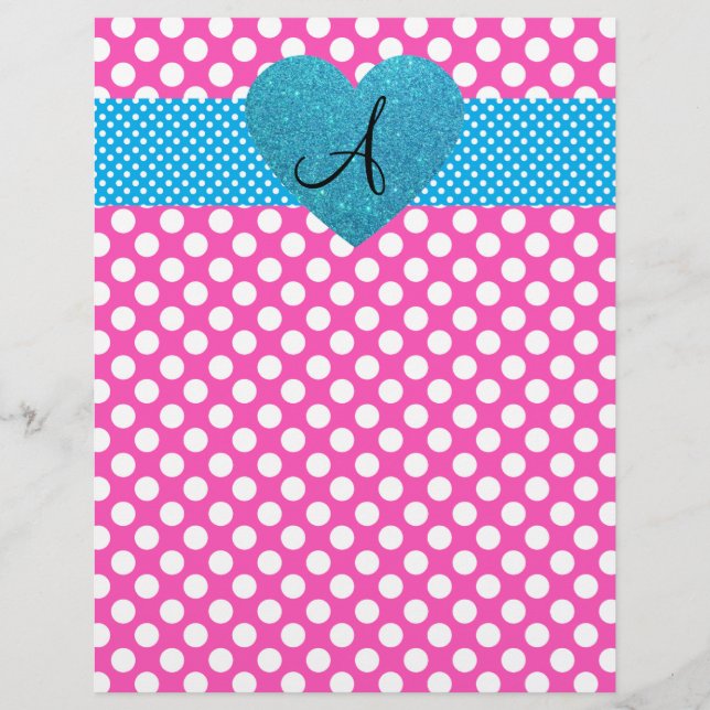 Prospectus 21,6 Cm X 24,94 Cm Points polka rose et blanc monogramme (Devant)