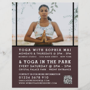 Prospectus 21,6 Cm X 24,94 Cm Posture méditative, Classe de Yoga Publicité