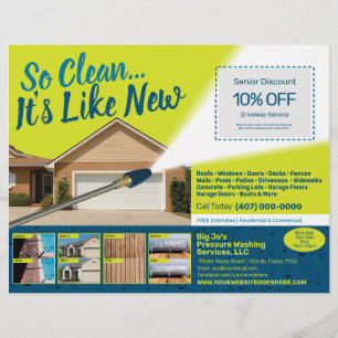 Prospectus 21,6 Cm X 24,94 Cm Pressure Power Washing  Flyer Template