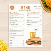 Prix du menu de nourriture Hamburger Hotdog Orange