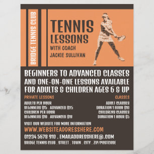Prospectus 21,6 Cm X 24,94 Cm Pro Tennis Player, Tennis Leçons/Classes Advert