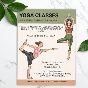 Prospectus 21,6 Cm X 24,94 Cm Professeur de cours de yoga entraîneuse de méditat