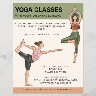 Prospectus 21,6 Cm X 24,94 Cm Professeur de cours de yoga entraîneuse de méditat