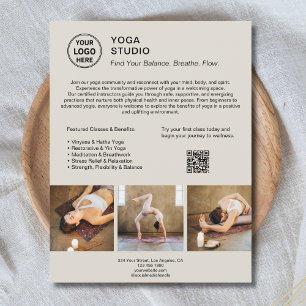 Prospectus 21,6 Cm X 24,94 Cm Professeur de Yoga Enseignant Promotionnel Circula