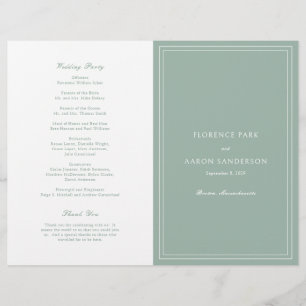 Prospectus 21,6 Cm X 24,94 Cm Programme de mariage catholique bon marché vert sa