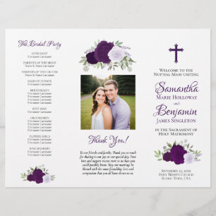 Prospectus 21,6 Cm X 24,94 Cm Programme de mariage catholique triptyque DIY Rose