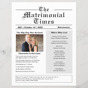 Prospectus 21,6 Cm X 24,94 Cm Programme de mariage original journal Style Flyer