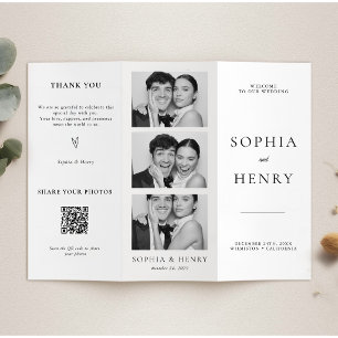 Prospectus 21,6 Cm X 24,94 Cm Programme de mariage pliable en trois volets QR Co