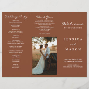 Prospectus 21,6 Cm X 24,94 Cm Programme de mariage triplé en terre cuite de Bohê