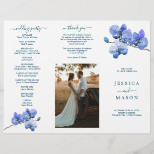 Prospectus 21,6 Cm X 24,94 Cm Programme de mariage triplé pour l'orchidée papill