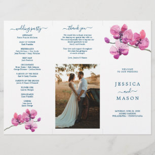 Prospectus 21,6 Cm X 24,94 Cm Programme de mariage triplé pour l'orchidée papill