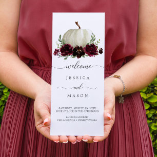 Prospectus 21,6 Cm X 24,94 Cm Programme de mariage triptyque automnal citrouille