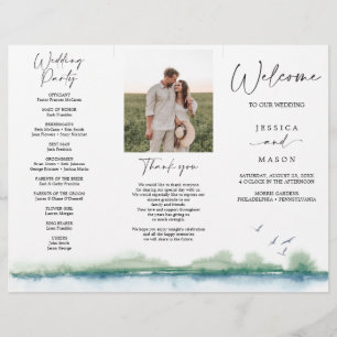 Prospectus 21,6 Cm X 24,94 Cm Programme de mariage triptyque Mountain Lake