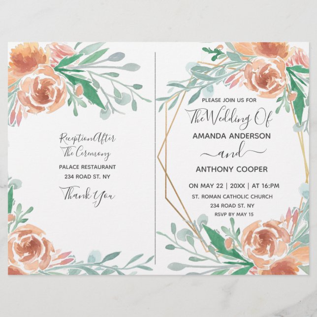 Prospectus 21,6 Cm X 24,94 Cm Programme de réception d'invitation budgétaire (Devant)