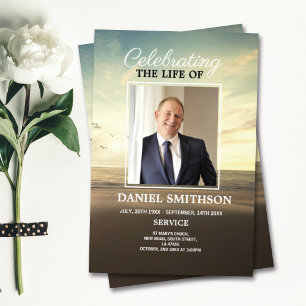 Prospectus 21,6 Cm X 24,94 Cm Programme de services funéraires de plage Célébrat