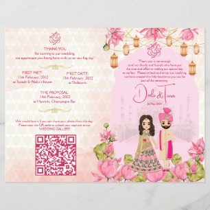 Prospectus 21,6 Cm X 24,94 Cm Programme des rituels mariages hindous lotus roses