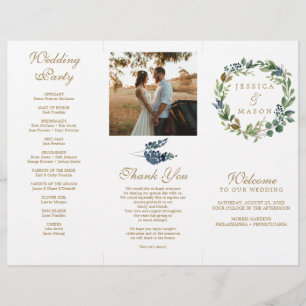 Prospectus 21,6 Cm X 24,94 Cm Programmes de mariage triplé vert Marine