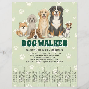 Prospectus 21,6 Cm X 24,94 Cm Promenadeur de chiens garde d'animaux personnalisa