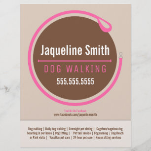 Prospectus 21,6 Cm X 24,94 Cm Promeneur de chien marchant boucle de laisse rose 