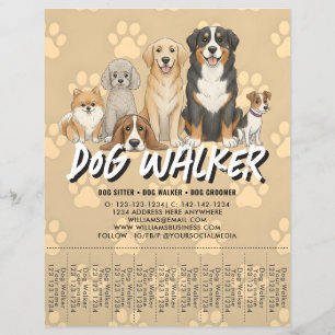 Prospectus 21,6 Cm X 24,94 Cm Promeneur de chiens de garde d'animaux Code QR pro