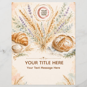 Prospectus 21,6 Cm X 24,94 Cm Promotion de boulangerie de blé aquarelle beige ru