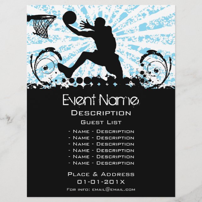 Prospectus 21,6 Cm X 24,94 Cm Promotion des événements de basket-ball (Devant)