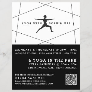 Prospectus 21,6 Cm X 24,94 Cm Publicité de classe de yoga noir et blanc géométri