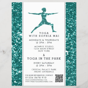 Prospectus 21,6 Cm X 24,94 Cm Publicité de cours de yoga à effet pailleté aqua t