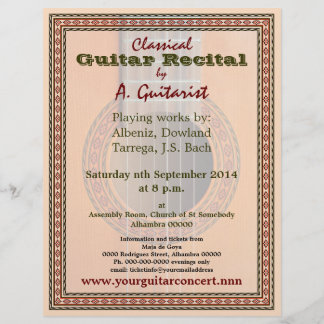 Prospectus 21,6 Cm X 24,94 Cm récital de guitare ou prospectus de concert