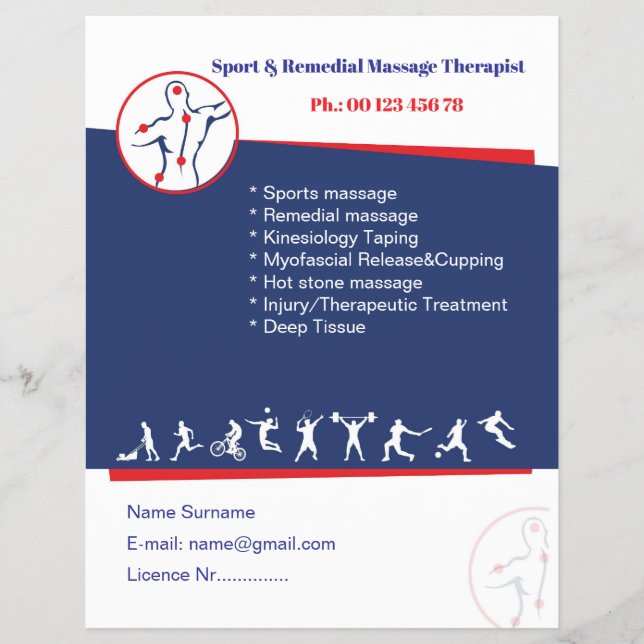 Prospectus 21,6 Cm X 24,94 Cm Remedial massage flyer template (Devant)