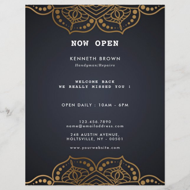 Prospectus 21,6 Cm X 24,94 Cm Réparations de bricoleur Or Noir (Devant)