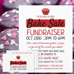 Prospectus 21,6 Cm X 24,94 Cm Retro Cake Design, Charity Bake Vente Événement Ad